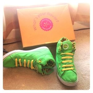 Lime Green and Cheetah Pastry Shoes