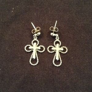 Silver cross earrings