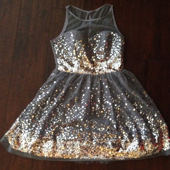 Silver sequined party dress