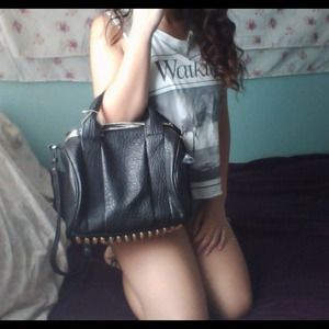Black mini studded satchel!