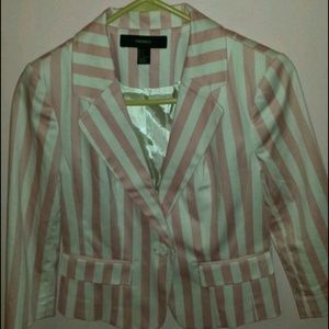 Pink and white striped blazer