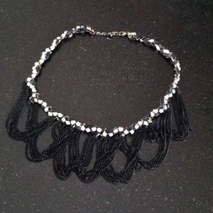 Sexy leather, chains and rhinestone necklace