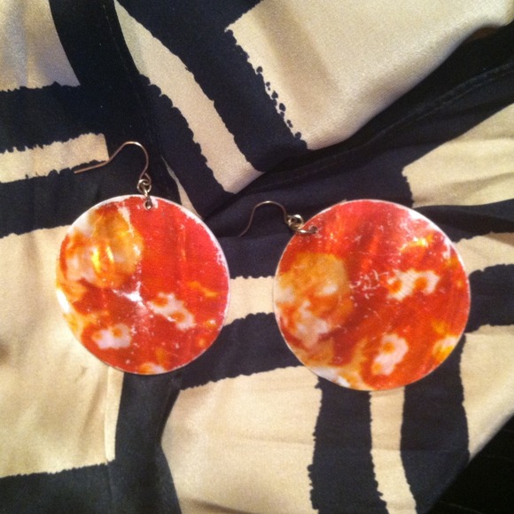 Large Orange Shell Earrings
