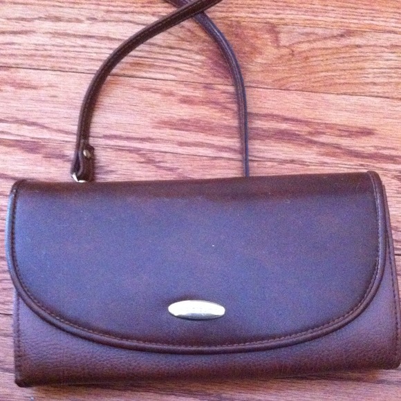 Brown leather clutch wallet