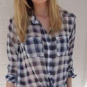 Hollister sheer checked  shirt BUY 2 GET 1 FREE!