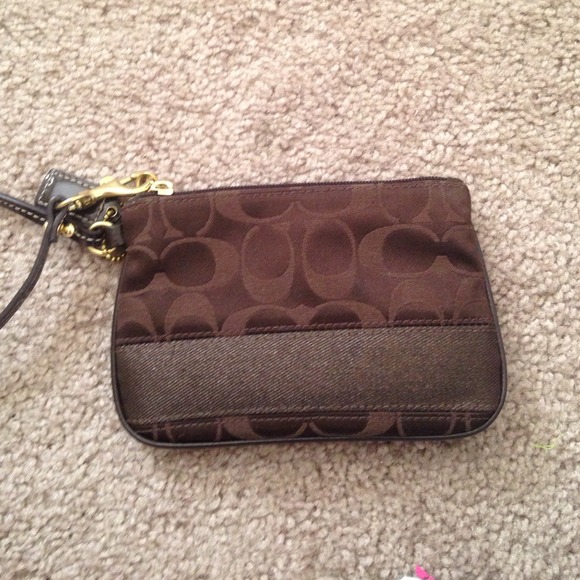 Chocolate brown Coach wristlet