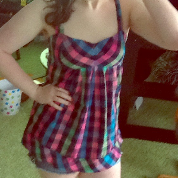 Neon Plaid Tank Top