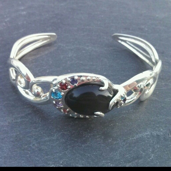 Sterling silver Designer Gemstone Cuff bracelet