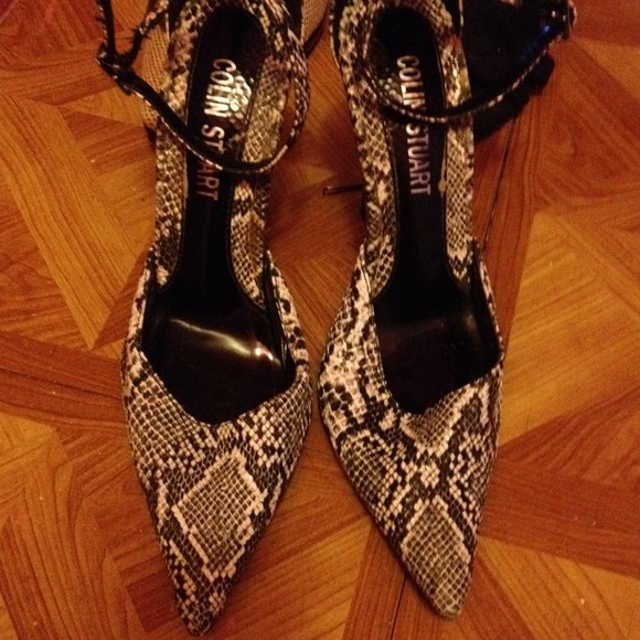 Snake skin heels about 5 or 6 high