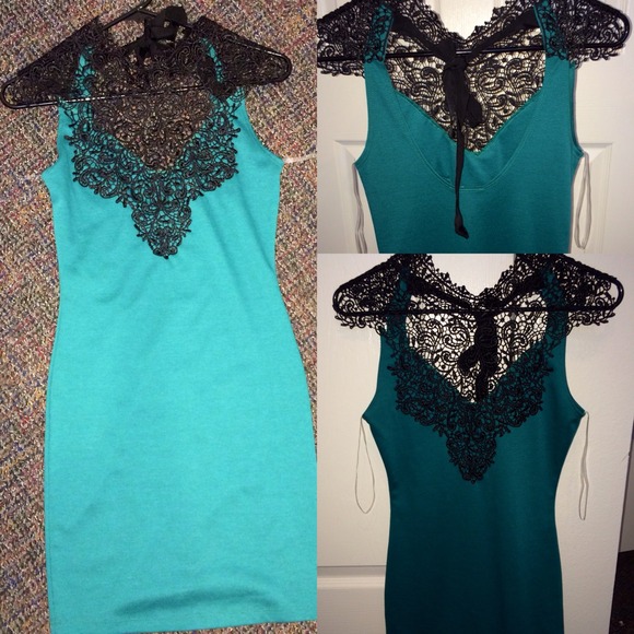 Teal Lace Bodycon Dress