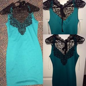 Teal Lace Bodycon Dress