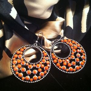 Orange Metal Earrings