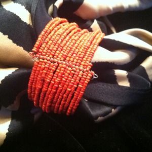 Red Bead Cuffed Bracelet