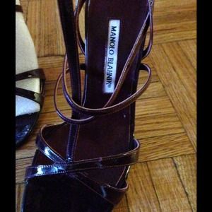Manolo Blahnik strappy burgundy sandal