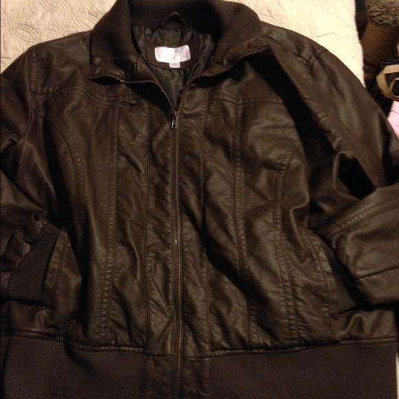 SOLD Faux leather brown jacket