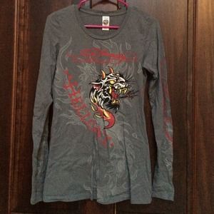 Ed Hardy "hellcat" long sleeve tee  Medium