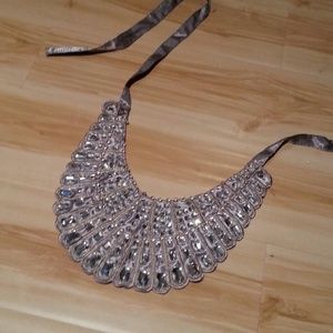 BUNDLED - Embroidered silver rhinestone collar