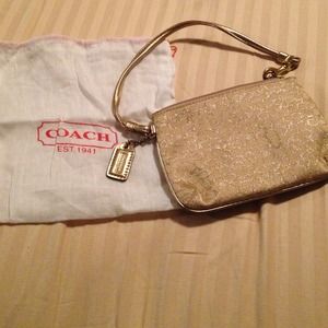 Authentic Glittery gold coach wristlet