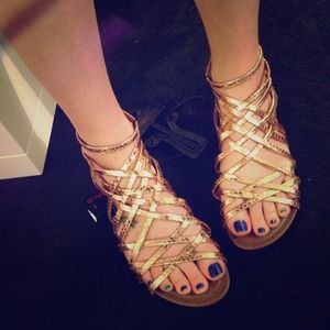 Material Girl gold gladiator sandals