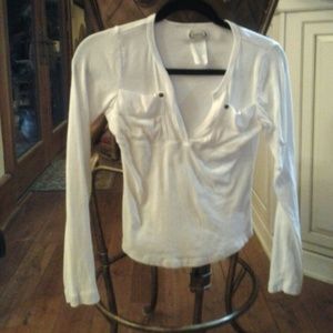 Long sleeved white cotton jersey top