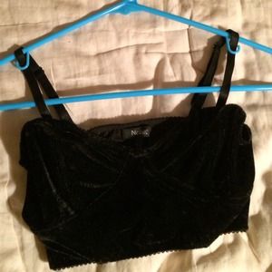 NOLLIE Black Velvet Bustier Top Size xs