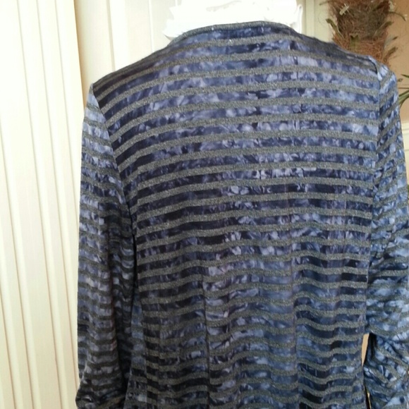 Unity jacket blazer cardigan blue gray stripe open front Size Medium - Picture 3 of 3