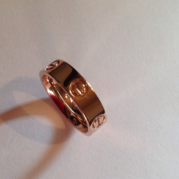 Jewelry - 14k/Titanium Steel Rose Gold Screw Love Ring