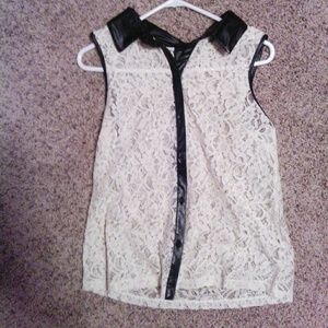 Lace button up tank