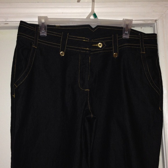 Dark denim wide leg jeans