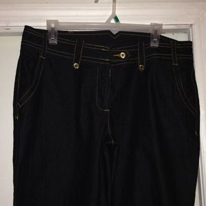 Dark denim wide leg jeans