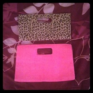 Leopard print and Pink clutch