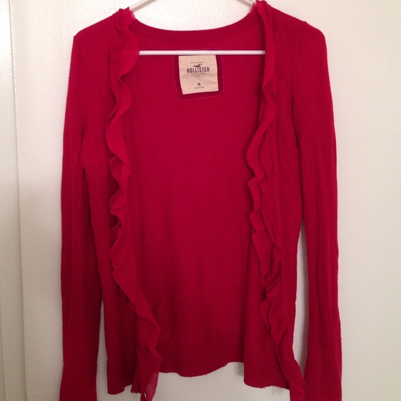 Hollister red open sweater cardigan