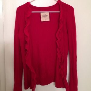 Hollister red open sweater cardigan
