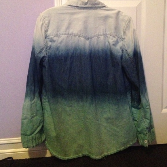 Denim style, teal ombré button up - Picture 2 of 3