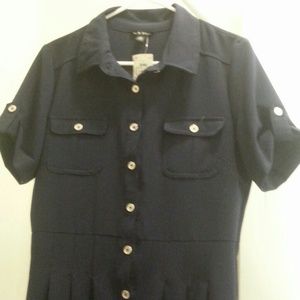Navy Blu Button Dress