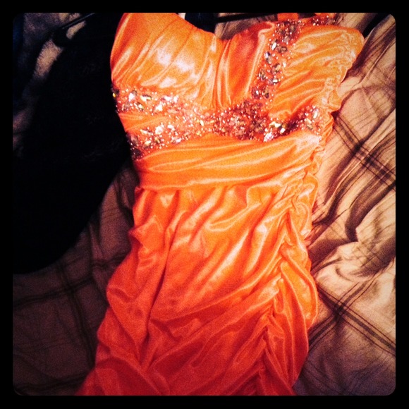 dress off shoulder strap more pink, not orange