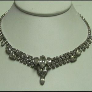 Vintage Clear Crystal Statement Necklace