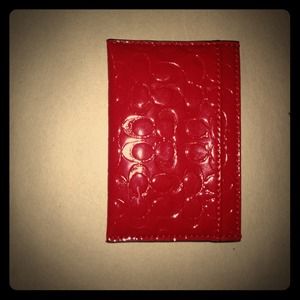 Real leather never been used red Coach ID case