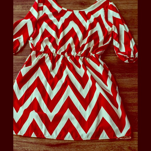 Red and White retro print dress.