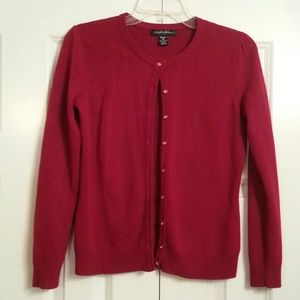 Red cardigan