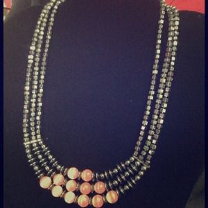 Hematite & Rose Quarts 3-Tier Necklace
