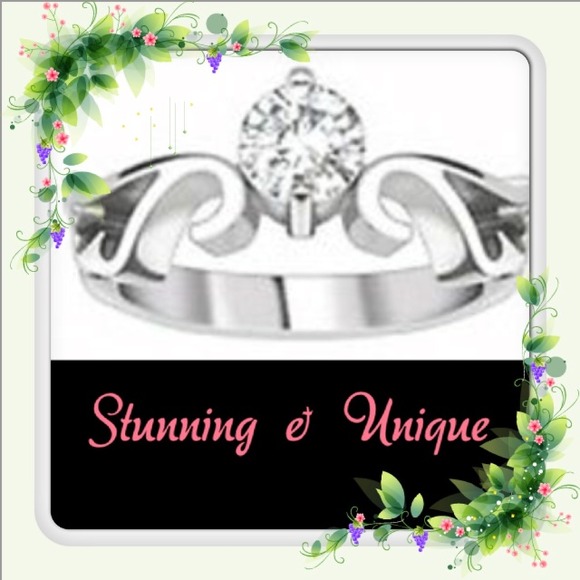 Stainless Steel  ~ Heart Wing Band ~ CZ Ring