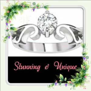 Heart ~ Wing Band w AAA Grade CZ Solitaire. 316L