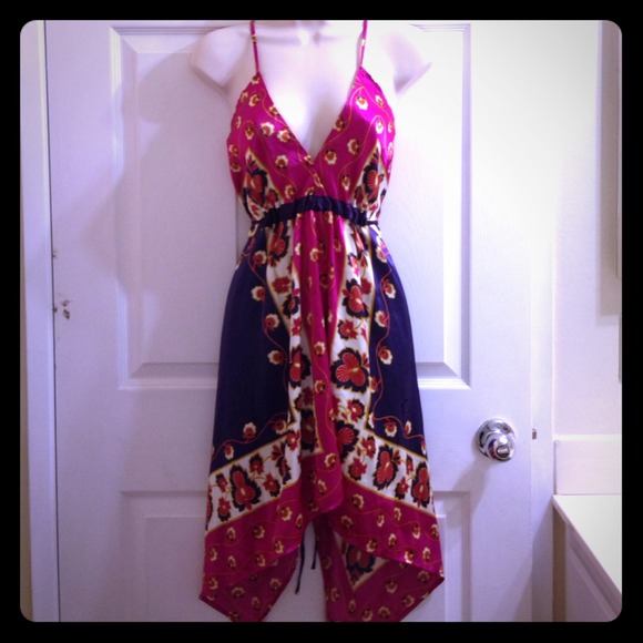 Sexy pink & purple/mustard dress