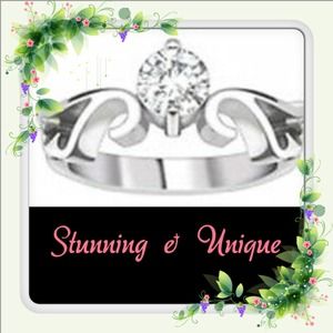 Heart ~ Wing Band w AAA Grade CZ Solitaire. 316L