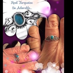 .925 SS - Real Turquoise Victorian Filigree Ring
