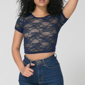 Stretch Floral Lace Crop Top