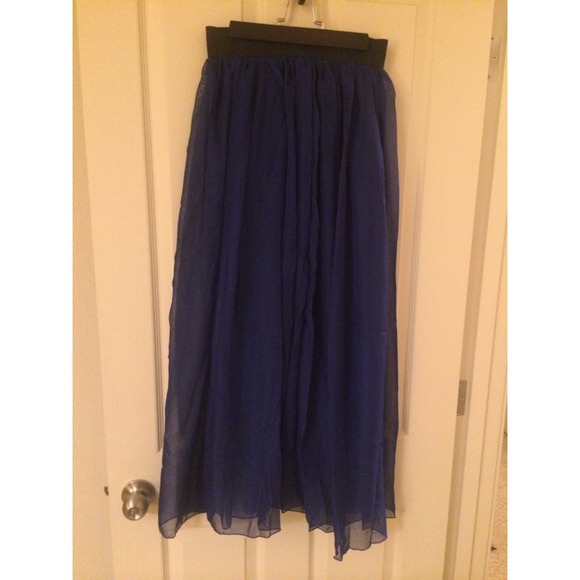 Blue Shear Satin Skirt
