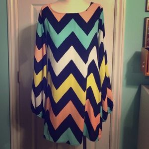 Pastel chevron shift dress