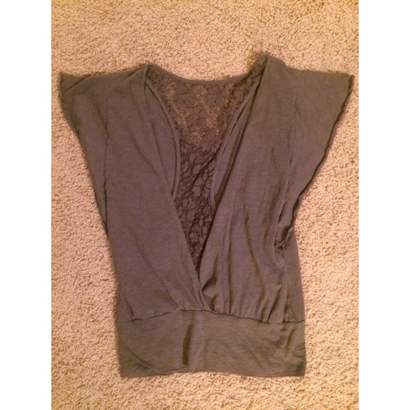 Grey loose top with lace back